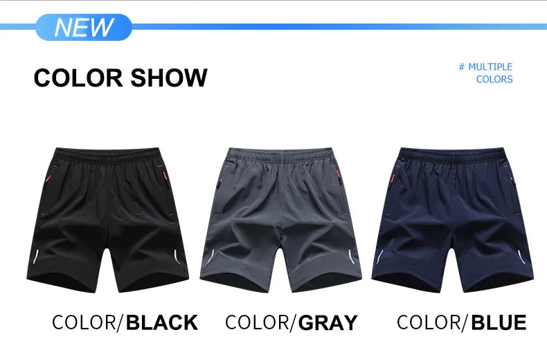 Chrlck Men’s Reflective Quick-Dry Running Shorts Breathable Ice Silk Fishing Pants Large Size M-8XL - Black