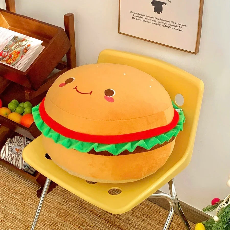 Comfortable Hamburger Seat Cushion Chair Sofa Back Cushion Thickened Sitting Cushion Floor Throw Pillow Room Decor Non-slip