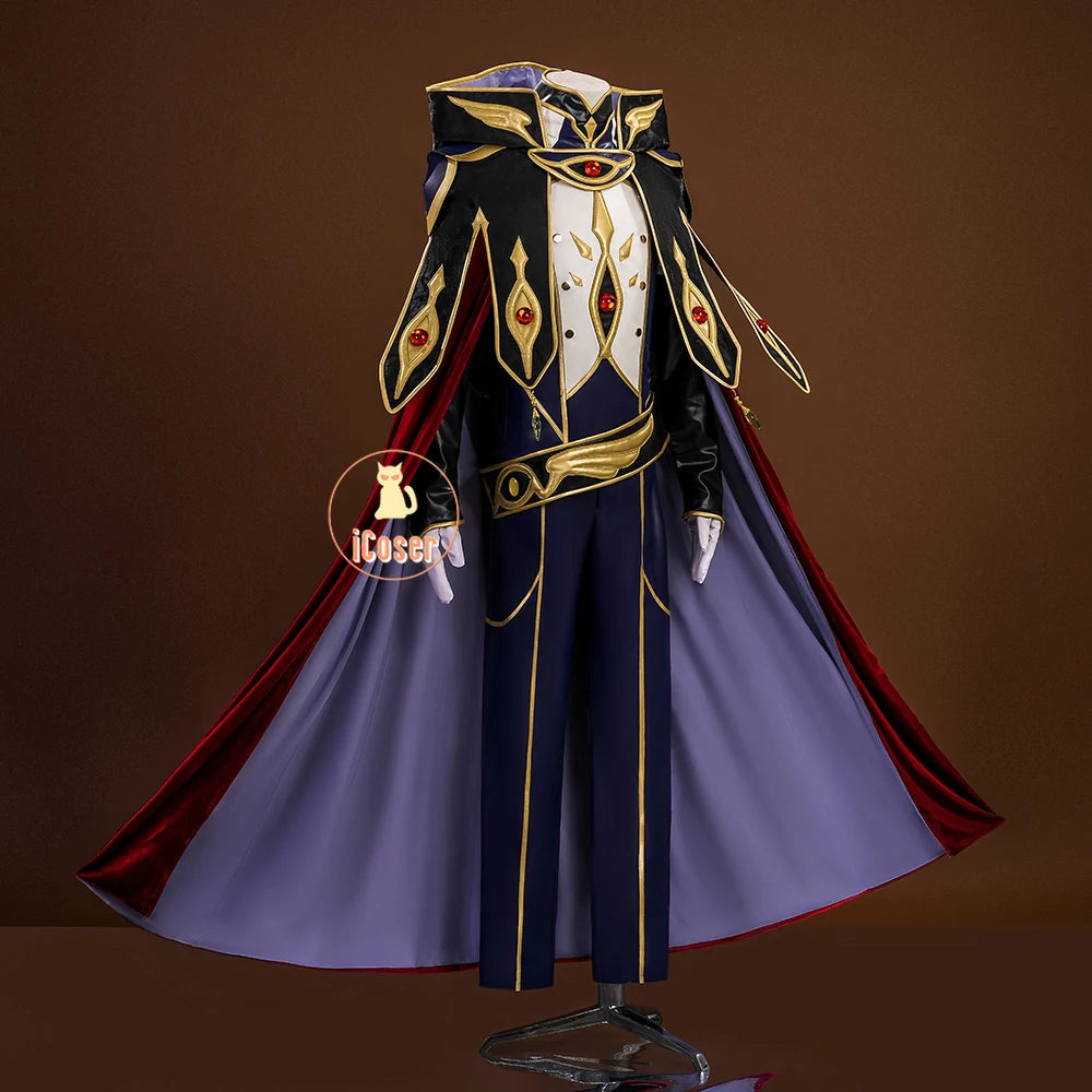 Anime Code Geass Suzaku Kururugi Cosplay Costume Wig Knight of Zero Uniform Long Cloak Halloween Party Women Men Props iCoser