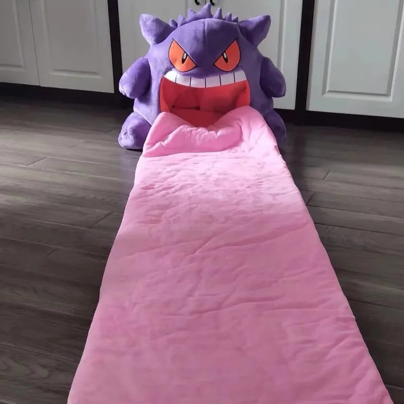 New Pokemon Gengar Cartoon Anime Kawaii Elf Sleep Pillow Dual Purpose Nap Blanket Toys Doll Super Soft Big Mouth Gifts