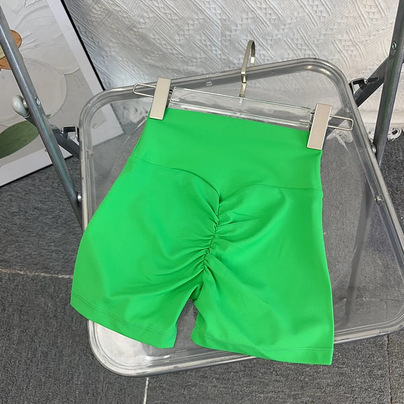 Women Sports High Waist Yoga Legging Shorts Squat Proof Quick Dry Fitness Workout Gym Cycling Tight - BV Green / L