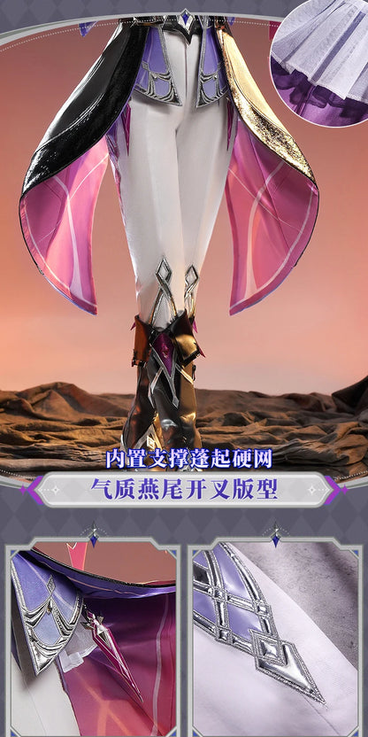 Genshin Impact Durin Cosplay Costume Wig Uniform Outfit Headwear Metal Props Halloween Party for Women Men Carnival Role Play