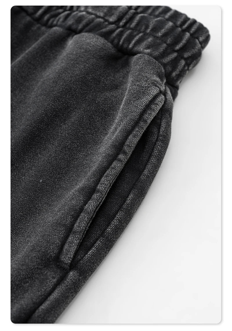 ZODF Retro Men Washed 380gsm 100% Cotton Sweatpant Unisex Loose Sport Solid Joggers Pants For Spring Autumn  HY0901