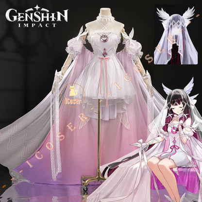 Genshin Impact Columbina Cosplay Costume Wig Dress FES 2026 Skin The Damselette Eleven Fatui Harbingers Halloween for Women Girl