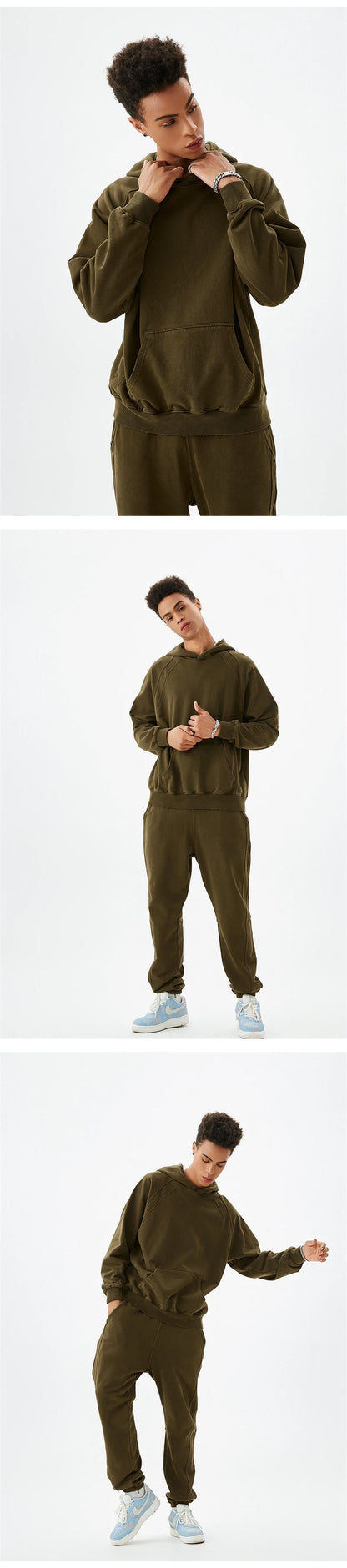 ZODF New Autumn Winter Batik Washed Cotton Sweatpants For Men Unisex Distressed Patchwork Loose 420gsm Sport Jogger Pants HY0724