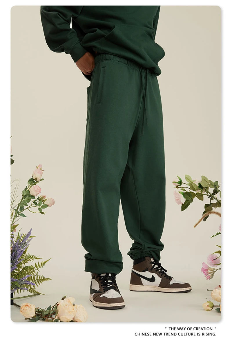 ZODF New Men Heavy Weight 440gsm Solid Sweatpants Unisex Loose Basic Casual Comfortable Sport Pants Joggers Streetwears HY0628