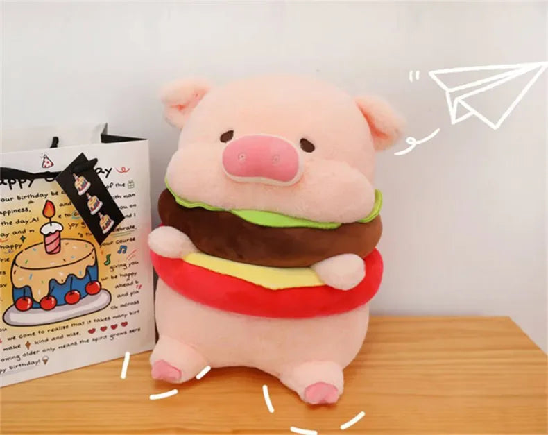 New 50cm Hamburger Pig Plush Toy Fluffty Kawaii Plushie Doll Simulation Pig Doll Anime Cute Stuffed Animals Soft Plush Gift