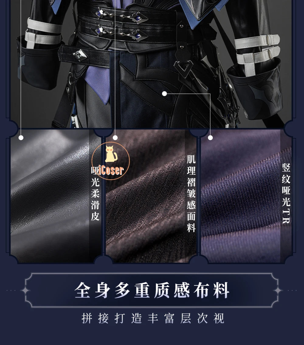 Genshin Impact Kyryll Chudomirovich Flins Cosplay Costume Wig Uniform Game Cos Outfit Halloween Party for Women Men Carnival Set