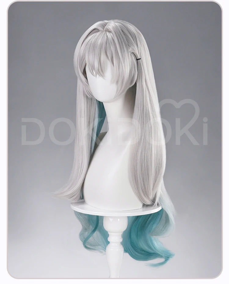 Firefly Wig Cosplay Game Honkai: Star Rail DokiDoki Women Silvery Blue Long Hair Firefly Cosplay Headdress Free Cap