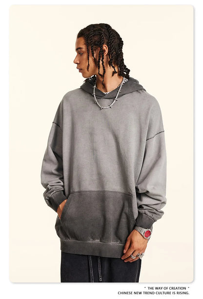 ZODF American Retro Washed Cotton Hoodie For Men Unisex Autumn High Street Oversized Knitted 380gsm Hooded Pullovers Coat HY0913