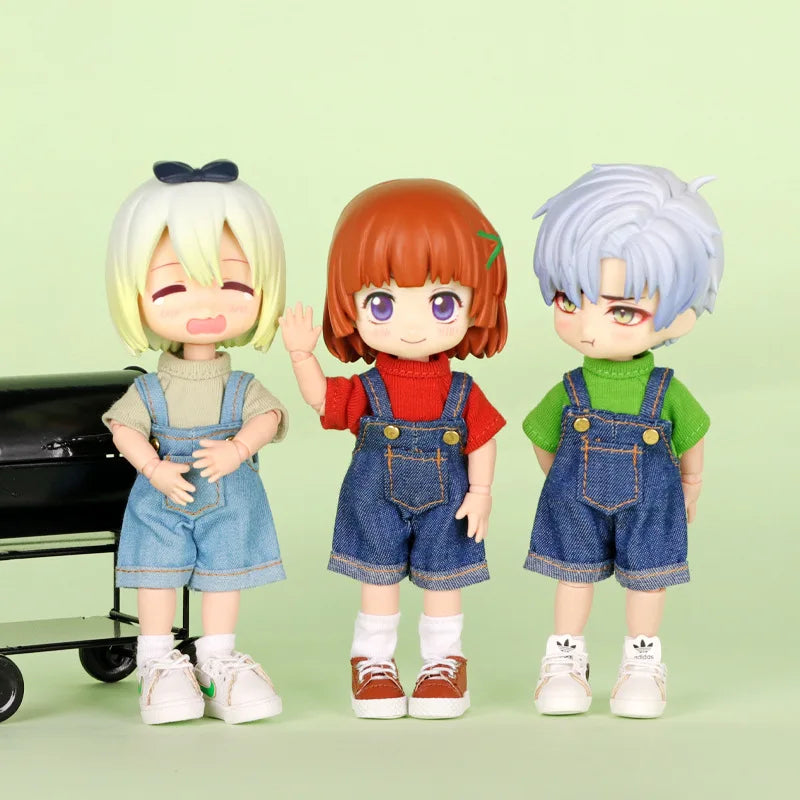 Ob11 Doll Clothes Fashion Tops Jeans Sweatshirt Cool Sleeveless High Neck Sweater Suspenders Shorts For 1/12 Bjd Dolls Accessory