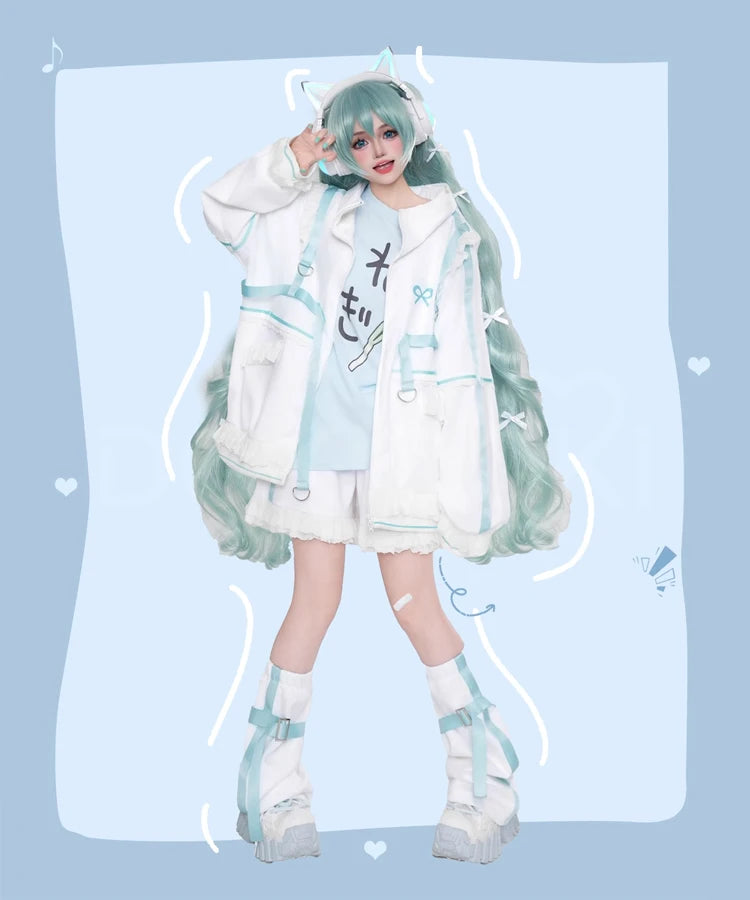 Rinn Mikuu Cosplay Costume DokiDoki-R Mikku Rinn Cosplay Women Cute Black Green Costume Set Mikuu Rinn Cosplay