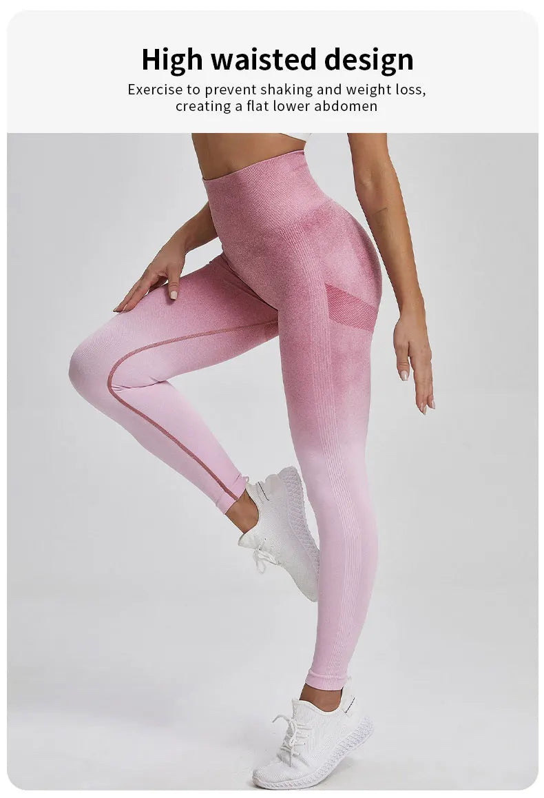 The Codex Gradient Color Energy Leggings for Women – Workout Jogging Running Yoga Gym Tights Stretch Sportswear
