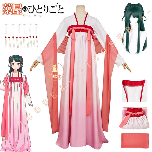 iCoser Anime The Apothecary Diaries Maomao Cosplay Costume Red Pink Dress Kusuriya No Hitorigoto Halloween Party for Women Girls