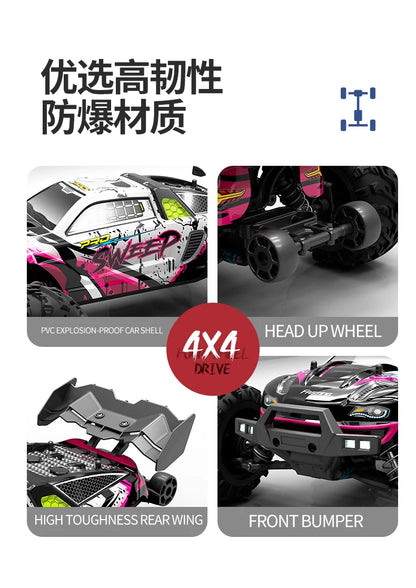 SCY 1:16 70KM/H or 50KM/H 4WD RC Car with LED Remote Control Cars High Speed Drift Monster Truck for Kids Vs Wltoys 144001 Toys
