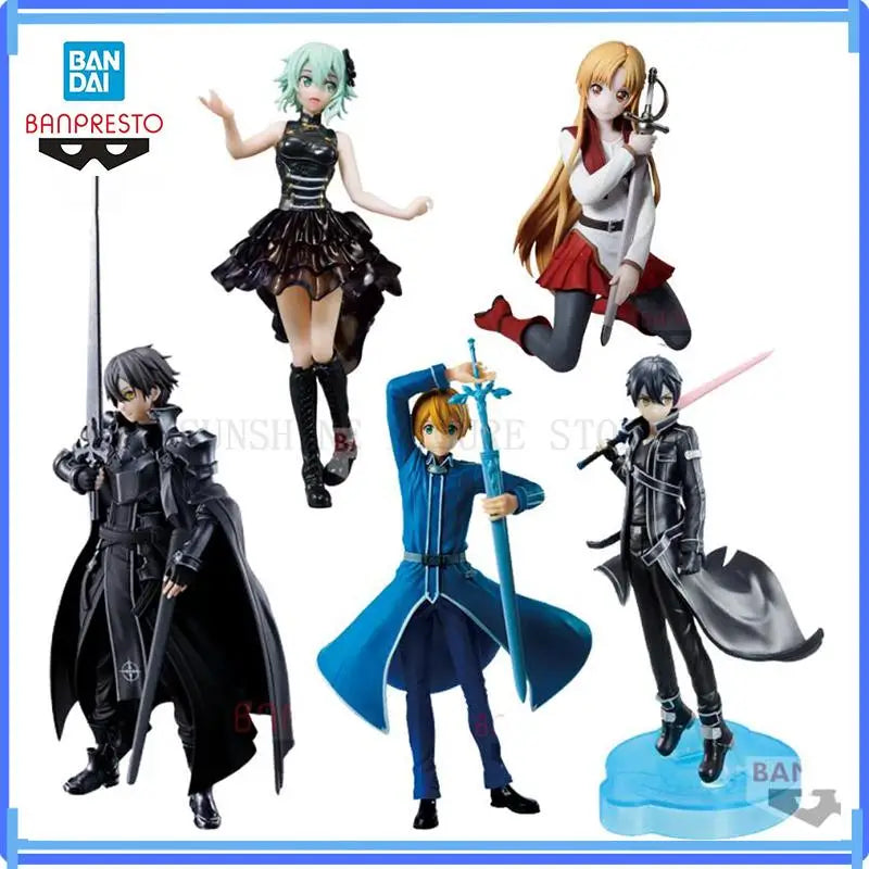 Bandai Original Banpresto Sword Art Online Asuna Sinon Eugeo Kirigaya Kazuto Action Figure Model Collectibles Boxed Toys Gift