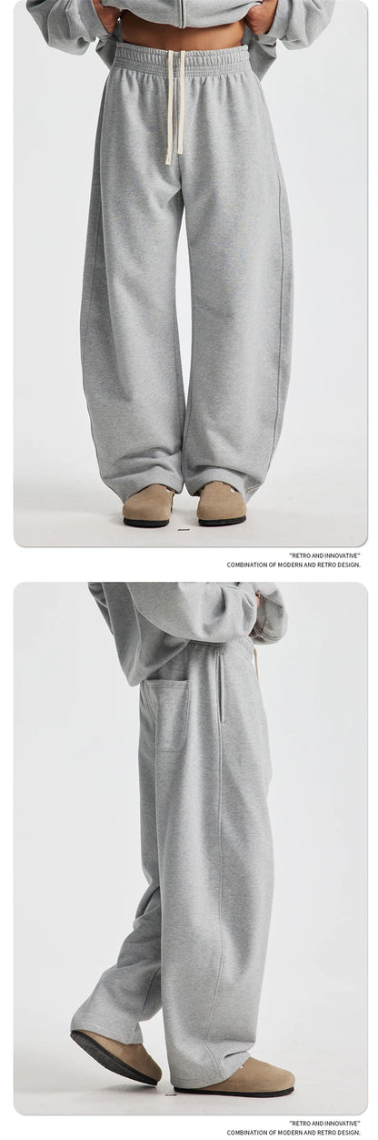 ZODF 2025 Winter 430gsm Unisex Fleece Straight Sweatpants Thick Warm Casual Oversized Trousers HY1170