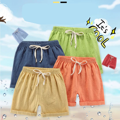 Boys Girl Shorts Cotton Linen Blue Cool for Kids Sport 2 to 3 4 5 6 7 8 9 10 11 12 13 14 Years 2024 Toddler Children Short Pants