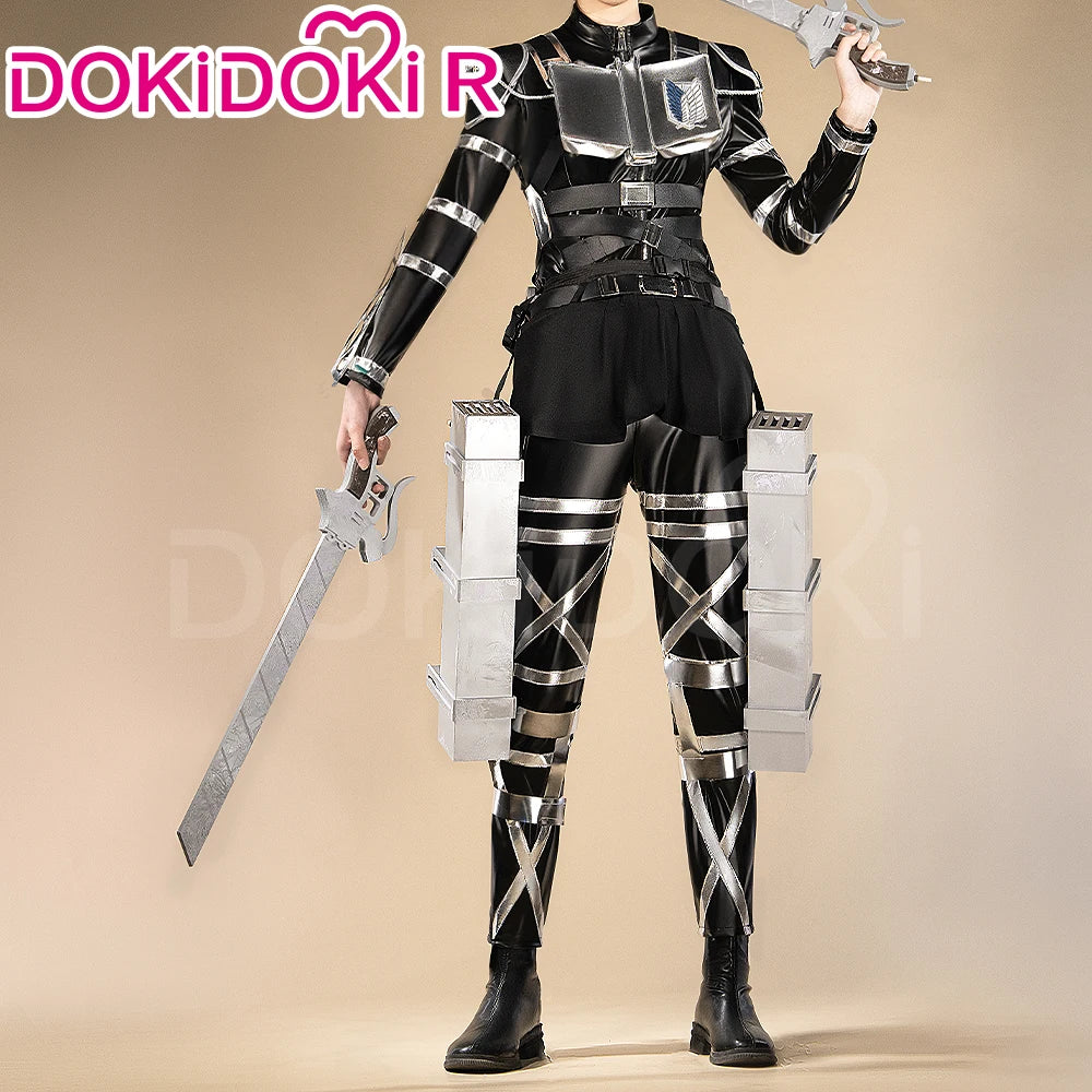IN STOCK Levii Mikasaa Erenn Cosplay Costume Anime【S-2XL】DokiDoki-R Women Men Leather Battle Uniform Plus size