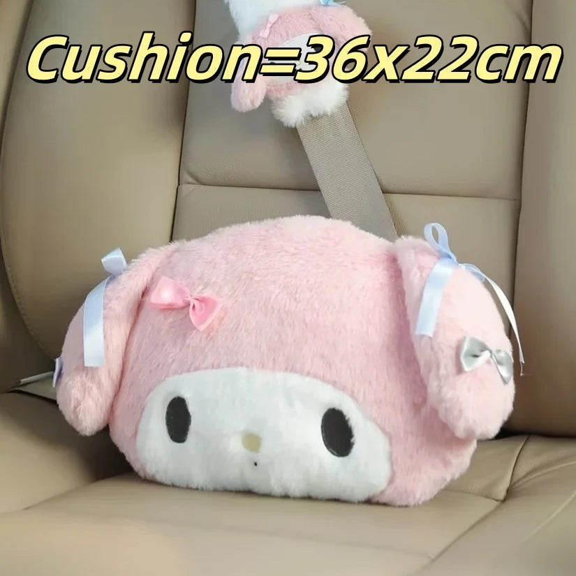 Sanrio My Melody Headrest Back Cushion Car Seat Belt Cover Stuffed Anime Japanese Style Pillow Comfortable Neck Pillow Girl Gift