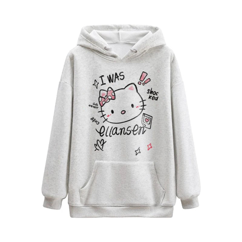 2025 Japanese Anime Hoodies Luxury Brand Sanrio Hello Kitty Pattern Sweatshirt Women Fashion Y2K Gothic Street Outerwear Tops