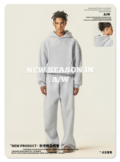 ZODF Trendy Men 350gsm Fleece Loose Boxy Fit Hooded Hoodie Unisex Hip Hop Solid Warm Pullovers Coat For Winter HY0032