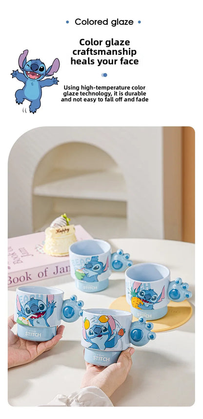 Disney Stitch Mug Office Coffee Cup Stackable Ceramics Mugs High Value Couple Water Cups Student Hot Water Cup Festival Gift