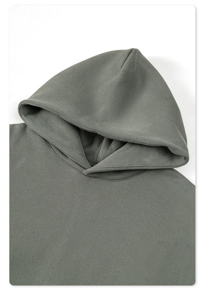 ZODF New Winter Men Solid Fleece Hoodies Unisex Women 345gsm Loose Warm Side Zipper Pocket Hooded Pullovers Brand Clothes HY0867