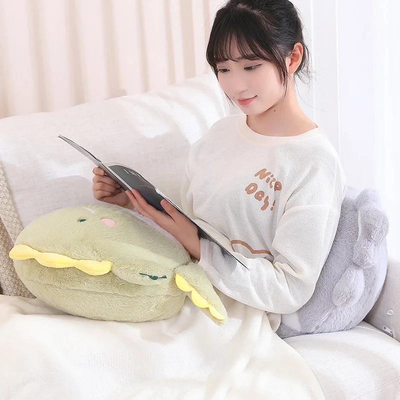ZU Cute Stuffed Animal Frog Dino Koala Plush Pillows 2-in-1 Soft Coral Fleece Pillow Blanket Car Sofa Back Cushions Xmas Gift
