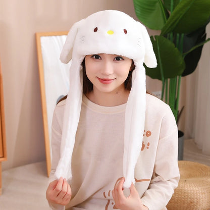 Plush Hat With Movable Ears Stitch My Melody Kuromi Cinnamoroll Kawaii Plush Little Hat Gifts For Children