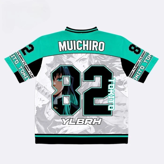 Demon Slayer Muichiro Tokito Anime Series Number 82 Jersey Oversize Kpop Baseball Hockey Outfit T-shirt Daily Unisex Tops Tees
