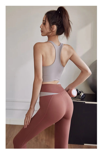 Two Piece Women’s Yoga Sportswear Set – Gym Leggings with Bra and Shorts for Fitness Workout