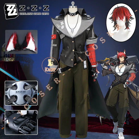 Zenless Zone Zero Komano Manato Cosplay Costume Wig Uniform Ears Spook Shack Halloween Party for Women Men Girls Role Play Props