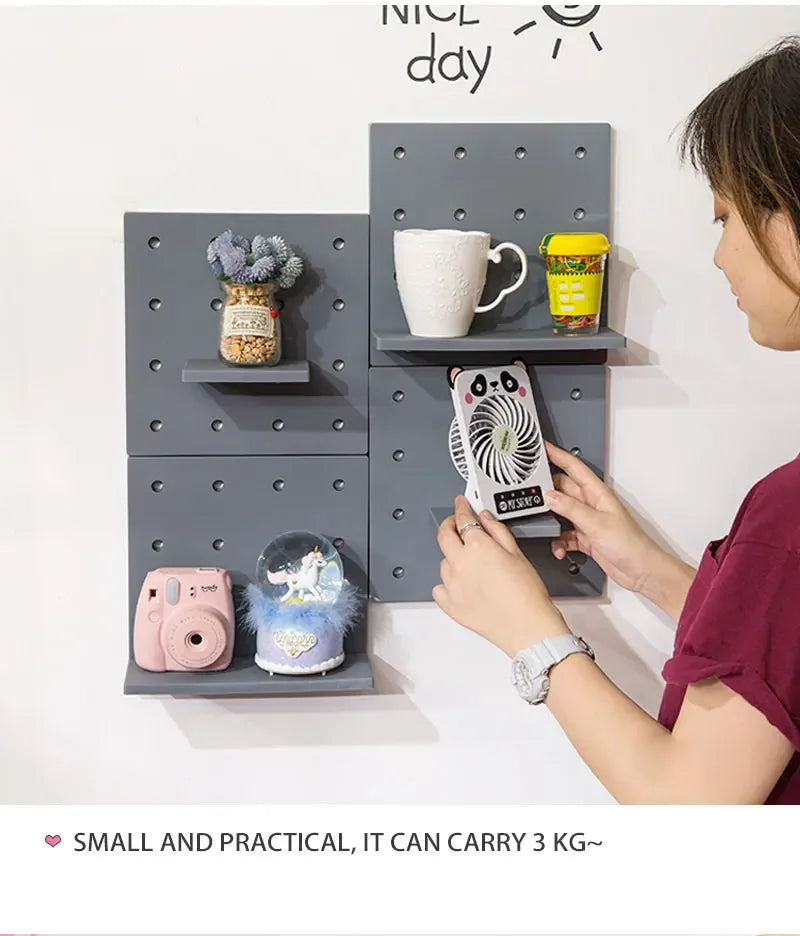 Home Decor Wall Shelves Decoration Hole Board Wall Storage Rack Storage Shelf Kitchen Bedroom Hanging Wall Shelves Wall Decor