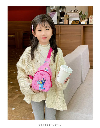 Bingo Friends Children'S Bag Cute Bluey Family Kids Chest Bag Kindergarten Cartoon Light Crossbody Bag Halloween Christmas Gift