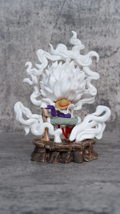 New 15.5cm One Piece Luffy Gear 5 Nika Figure PVC Fruit Awakening Hammer Pose Statue Model Desktop Decor Fans Collect Gift