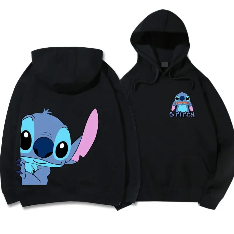 Women's Long Sleeve Oversized Hoodie MINISO Disney Gothic Kawaii Lilo & Stitch Pattern Sweatshirt Y2k Winter Fashion Coat Sale