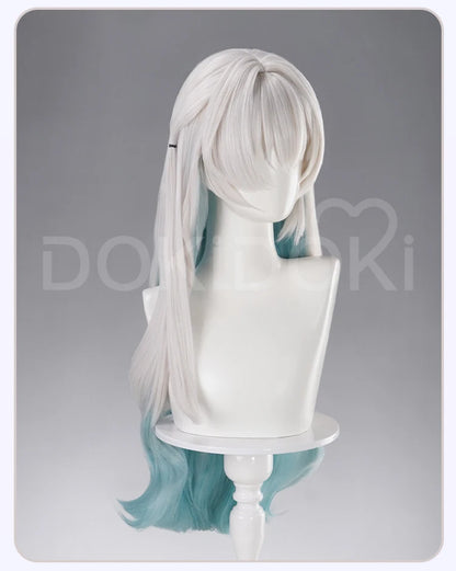 Firefly Wig Cosplay Game Honkai: Star Rail DokiDoki Women Silvery Blue Long Hair Firefly Cosplay Headdress Free Cap