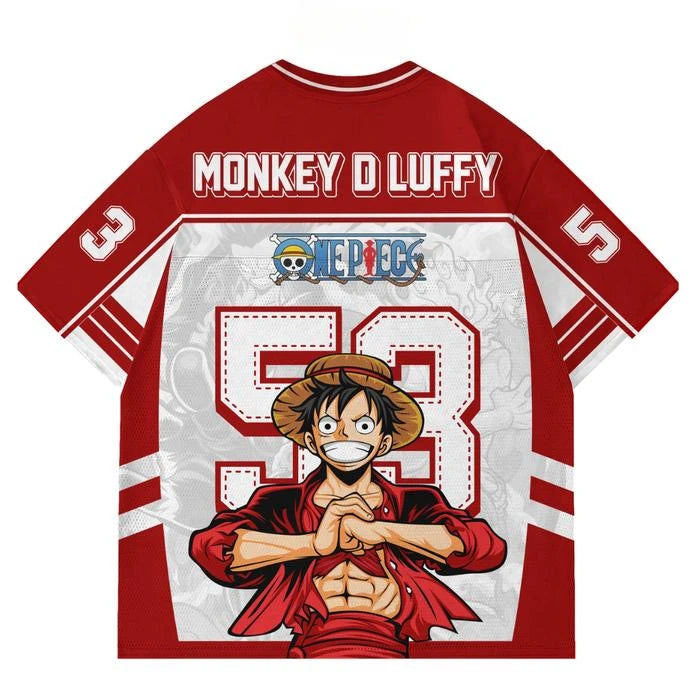 53 Jersey One Piece Monkey D. Luffy Anime Y2k Style Kpop Baseball Hockey T-shirt Fashion Streetwear Anime Daily Unisex Tops Tees