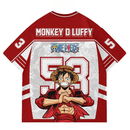53 Jersey One Piece Monkey D. Luffy Anime Y2k Style Kpop Baseball Hockey T-shirt Fashion Streetwear Anime Daily Unisex Tops Tees