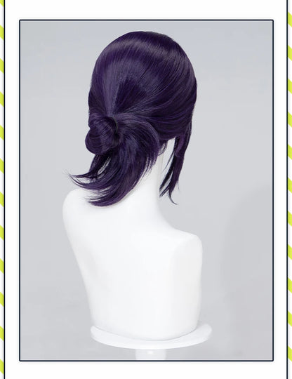 IN STOCK Makimaa Denjii Rezee Wig Anime Cosplay Dokidoki Women 35cm Purple Hair Rezee Cosplay Choker Demon Free Wig Cap