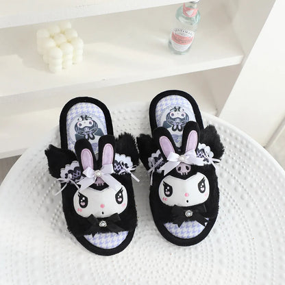 Lovely Kuromi My Melody Slippers Kawaii Anime Lolita Indoor Shoes Girl Women Hello Kitty Cinnamoroll Spring Summer Autumn