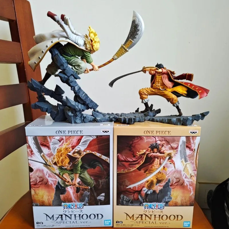 One Piece Whitebeard Vs Gol D.roger Action Figure Banpresto Manhood Special Dynamic Battle,original Anime Collectible Statue