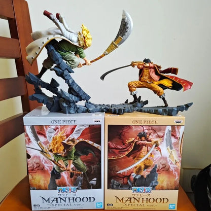 One Piece Whitebeard Vs Gol D.roger Action Figure Banpresto Manhood Special Dynamic Battle,original Anime Collectible Statue