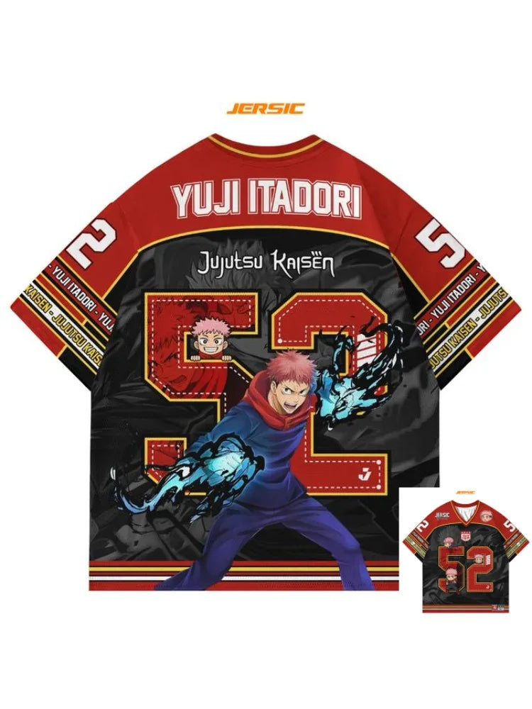 52 Jersey Yuji Itadori Jujutsu Kaisen Anime Style Kpop Baseball Hockey T-shirt Fashion Streetwear Anime Daily Unisex Tops Tees