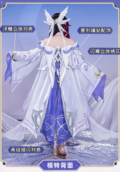 Genshin Impact Columbina Cosplay Costume Wig The Damselette Dress Uniform Eye Mask Eleven Fatui Harbingers Halloween Women Girls