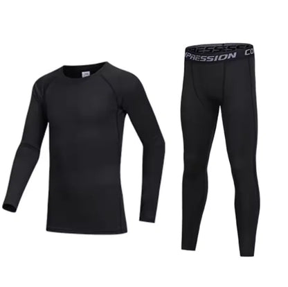 Kids’ Sportswear Thermal Underwear Quick Dry Compression Clothes for Soccer Basketball Boys - black / 32