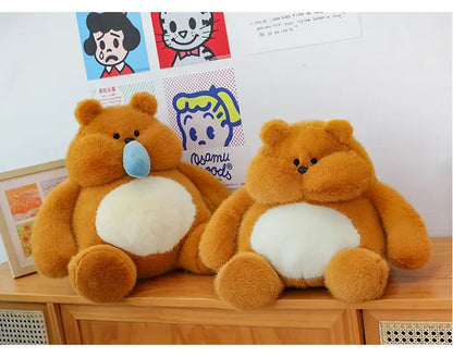35-45cm Cute Muscle Bear Snot Bear Doll Sitting Posture Pull String Animals Stuffed Toy Soft 24CM Plush Bear Doll Kids Kawaii