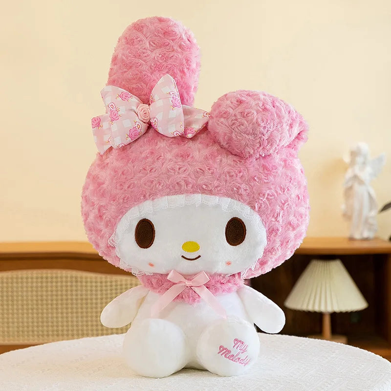 30cm/60cm Aoger Hello Kitty Kawaii Rose My Melody Cartoon Stuffed Animals Soft Plush Doll Companion Toy Children Birthday Gift