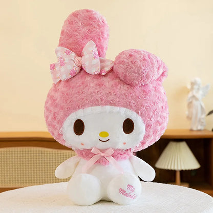 30cm/60cm Aoger Hello Kitty Kawaii Rose My Melody Cartoon Stuffed Animals Soft Plush Doll Companion Toy Children Birthday Gift